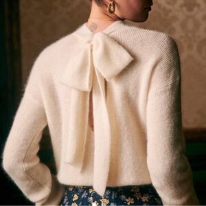 Sezane Octavia Sweater Jumper Pullover Tie Neck Keyhole